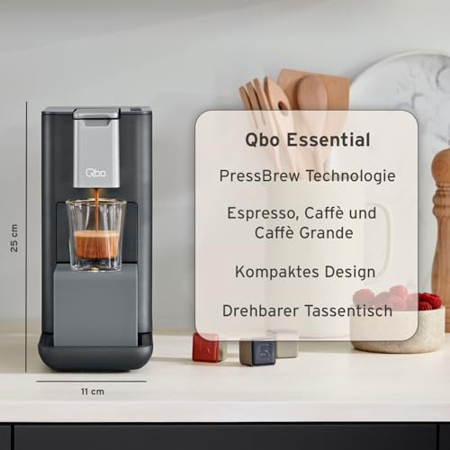 Tchibo Qbo ESSENTIAL Premium Kapselmaschine inkl. 16 recyclebare Qbo Kapseln für Espresso, Caffè und Caffè Grande, kompaktes, innovatives Design, Bright Sand 6