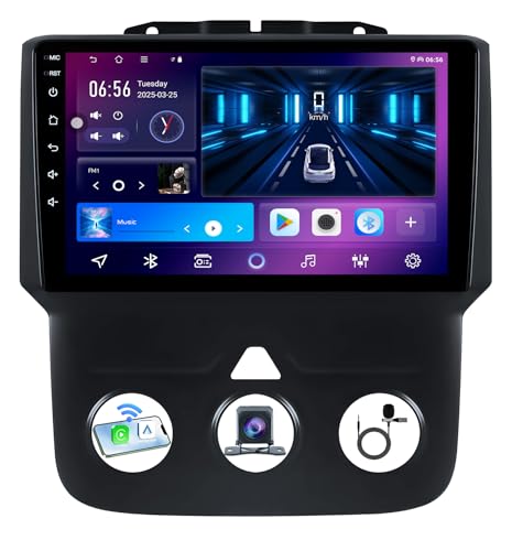 Car Radio Stereo Upgrade for Dodge Ram 1500 2500 3500 2013 2014 2015 2016 2017 2018 with Wireless CarPlay Android Auto, 4+64G 5GWIFI 9