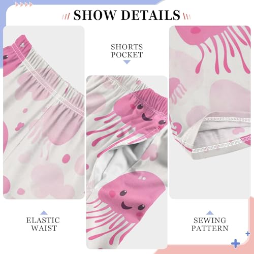 Pink Jellyfish Boys Pants Boys Athletic Pants Long Pant for Boywith Pockets Wide-Leg Size 6-14Y4