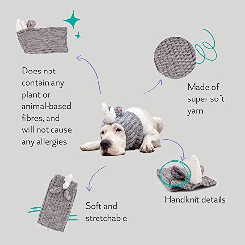 Zoo-Snoods-Rhino-Costume-for-Dogs-and-Cats-Large-Warm-No-Flap-Ear-Wrap-Hood-for-Pets-Dog-Outfit-with-Horn-for-Winters-Halloween-Christmas-New-Year-Soft-Yarn-Ear-Covers-Grey - Cucciolini Doodles   Zoo-Snoods-Rhino-Costume-for-Dogs-and-Cats-Large-Warm-No-Flap-Ear-Wrap-Hood-for-Pets-Dog-Outfit-with-Horn-for-Winters-Halloween-Christmas-New-Year-Soft-Yarn-Ear-Covers-Grey