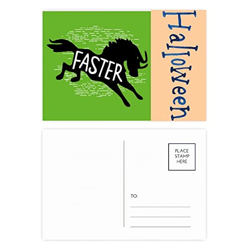 Cartes postales d'Halloween au motif cheval noir, lot de 20 illustrations artistiques