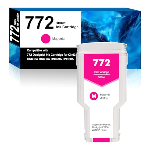 Churler 772 Magenta Ink Cartridge Replacement for Designjet Z5200 Z5400A Printer Ink Cartridge 300mL(CN629A)