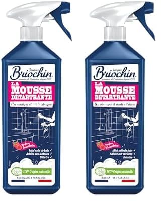 JACQUES BRIOCHIN - Mousse Détartrante au Vinaigre - Idéal Salle de Bain - Texture Mousse : Formule qui Adhère aux Surfaces - Ecocert - Flacon Recyclable - Fabrication Française - Pulvérisateur 750ml