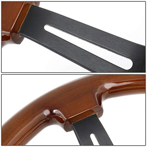 Nrg Reinreplacement Forced Rst-018Br-Bk 350Mm 3" Deep Dish Matte Black Spoke Brown Wood Grip Steering Wheel #TOP2