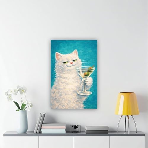 Toile chat Martini idee cadeau originale pour deco de bureau - 6