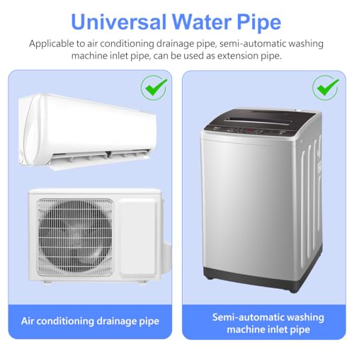 Image of Housoutil Air Conditioner Drain Flex Hose with Cuttable Rubber Adapter and Connect Clamp, Condensate Drain Line Hose for Air Conditioner System, Semi-automatic Washing Machine Portable Washing Machine