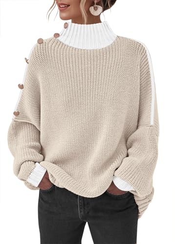 Womens Long Sleeve Pullover Sweater 2026 Classic Turtleneck Oversized Knitted