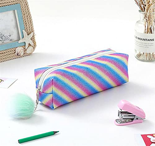 DUORUIMI Rainbow Pencil Case Pen Bag Holder Large Capacity with Glitters Office School Organizer Storage for Students Girls - Image 4