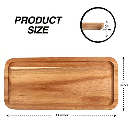 Globoid Acacia Wooden Platters For Food & Decor, Wooden Serving Board & Platter, Wood Serving Trays & Plates, 13' X 6' Flatbread Plate, Wood Plate Set Of 3 Food Platter #TOP4