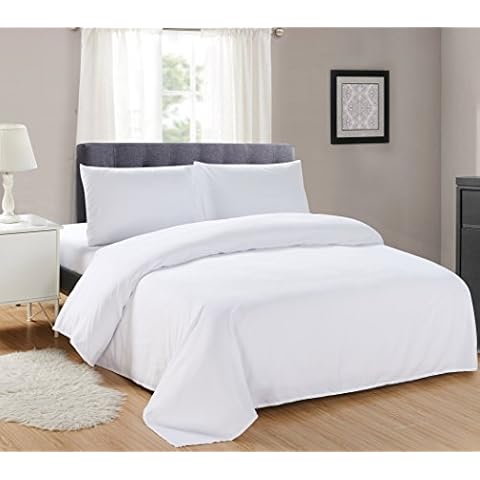 Sonia Moer Super Soft Brushed Microfibre Duvet Cover Set - Non Iron Breathable Hypoallergenic Zippered Duvet Cover & Pillowcase Set - Single/White Cover