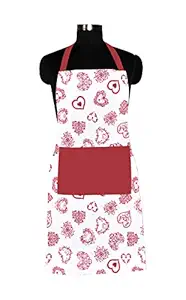 AIRWILL 100% Cotton Designer Home Use/Chefs Kitchen Apron with Free Sized and Long Straps on Both Sides, Adjustable Buckle on Top. Pack of 1 pc