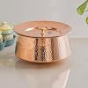 Indian Art Villa Hammered Copper Cooking Handi with Lid, Copper Tin Lining 135 Oz, Traditional Indian Cookware & Serveware