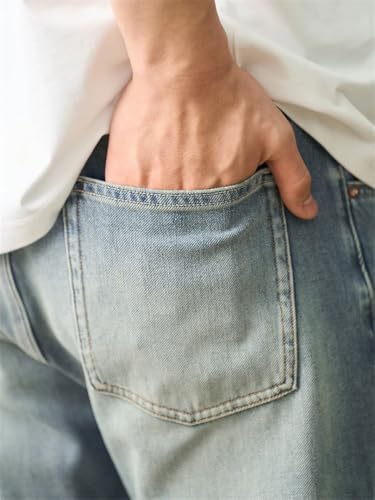 Men's Loose Straight Jeans Elastic Lycra Fabric Denim Trousers Casual Pants4