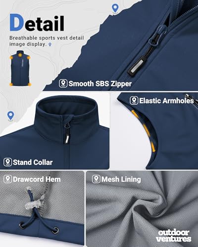 Outdoor Ventures Men's Windproof Softshell Vest Outerwear Lightweight Sleeveless Jacket for Running Golf Hiking Travel4