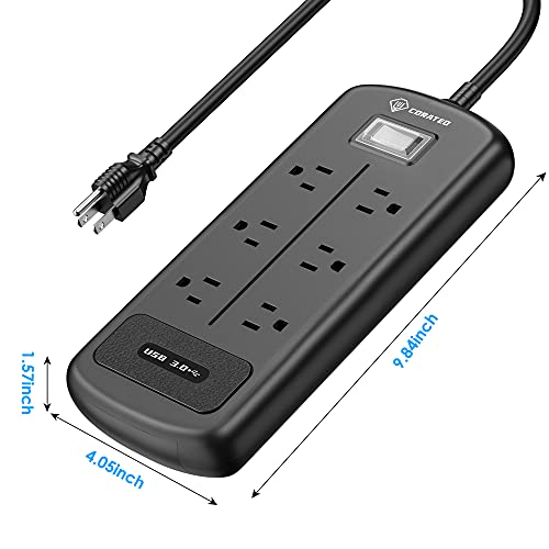 CORATED Outdoor Power Strip with 6 Outlets and 3 USB Ports, Wall Mountable 1500J 1875W IPX6 Waterproof Surge Protector Power Strip for Garden, Kitchen, Home and Patio (9FT Heavy Duty Cord) - Thumbnail 7