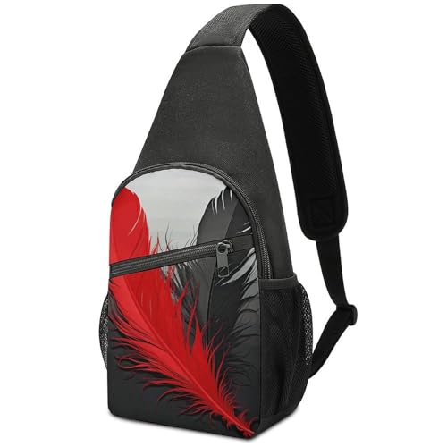 Mochila de hombro ligera rojo y negro para senderismo miniatura 1