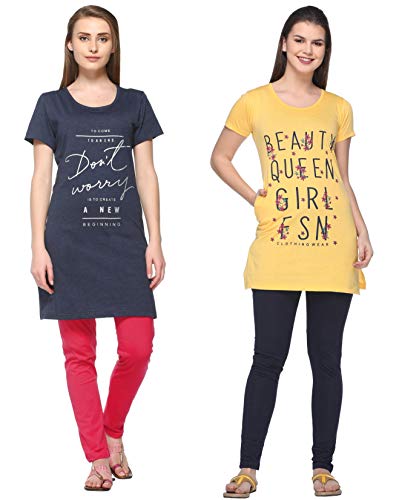 Image of In Love Women's Plus Size Cotton Printed T-Shirt with Pocket - Combo Pack of 2