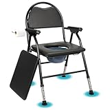 GREENSAPPIRE Toilet Chair for Seniors Höhe (83–94 cm) und Sicherheitsrahmen Klappbarer Toilettenstuhl mit Griff Folding Shower Chair Toilet Chair with Padded Seat Plate and Toilet Bucket Stable and Co