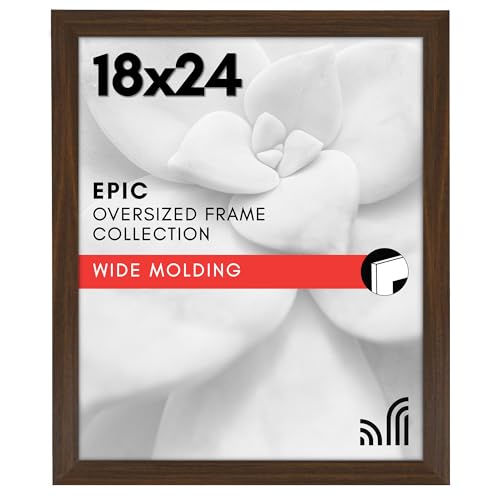 Americanflat 18x24 Poster Frame with Polished Plexiglass - Wide Picture Frames Made of Engineered Wood for Vertical or Horizontal Wall Display - Epic Collection - Walnut