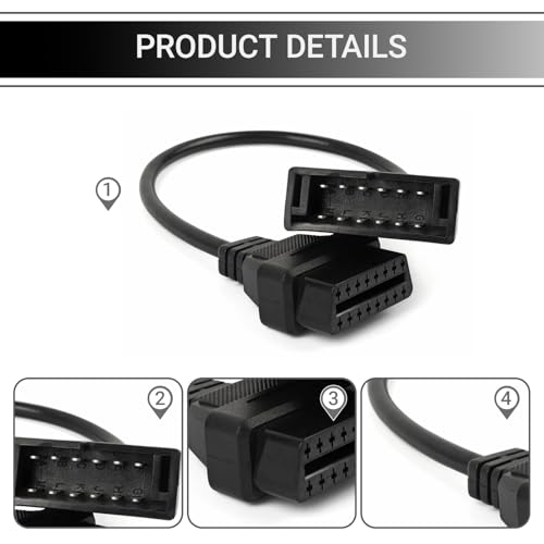 YYTQP OBD1 Scanner Connector, OBD1 to OBD2 Adapter, Scanning Diagnostic Extension Tool Cable Connector, Compatible with 12 Pin Adapter - Thumbnail 3
