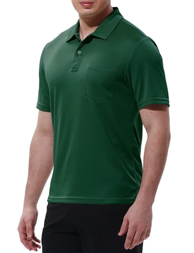 Image of Rdruko Men's Polo Shirts Short Sleeve Quick Dry Outdoor Golf Sports Shirts with Pocket