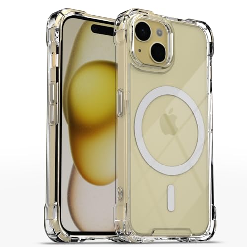 Image of Amazon Basics Back Cover for iPhone 15 Plus Mag-Safe Shockproof PC + TPU Protective Case Magnetic Support Bumper Case (Transparent Mag-Safe)