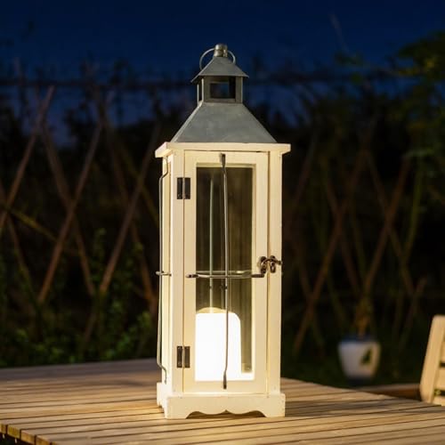 Bdor 26in Farmhouse White IP65 Waterproof Wood Metal Decorative Lanterns