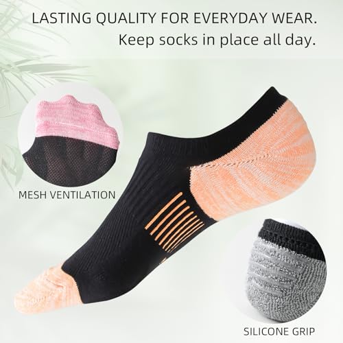 Image of EPEIUS Thick No Show Socks for Women Athletic Ankle Socks Cushioned Running Low Cut Non Slip Footies 3 /6 Pairs