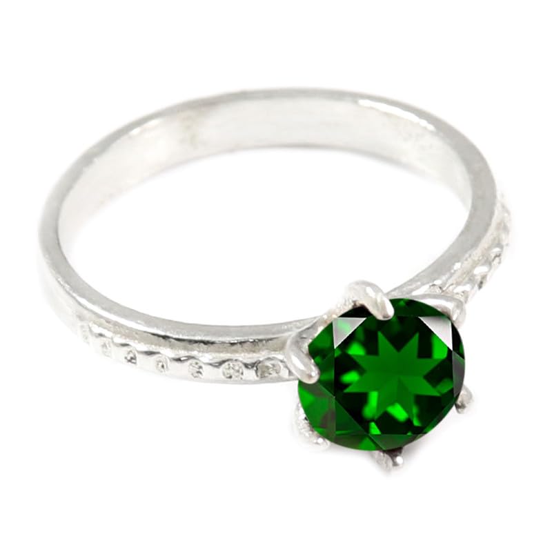 JEWELSTREZORO TSR358AA - Anillo de plata de ley para hombre y mujer, hecho a mano, para hombre y mujer, Q 1/2, Metal Piedra preciosa., Óxido de cromo cultivado en laboratorio