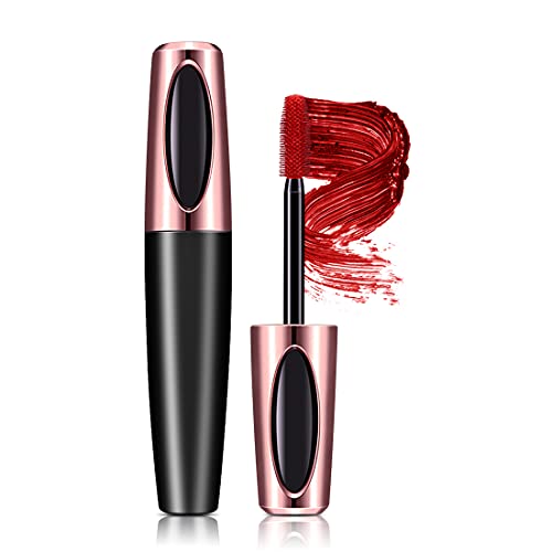 4D Silk Fiber Lash Mascara Colorful, Long Lasting, Thickening and Lengthening, Red Eyelash Mascara, All Day Exquisitely, Natural & Non-Toxic (Red)