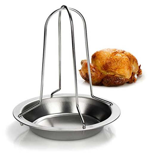 COM-FOUR® Rôtissoire de poulet BBQ pour des poulets grillés parfaits, grilles de volaille pour cuire des poulets rôtis et des poulets de chair, lèchefrite (1 pièce - poulet grillé)