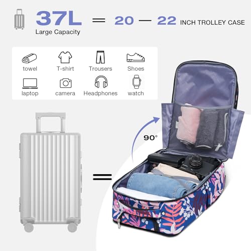Lekespring Rolling Backpack for Adults, 17 Inch Waterproof Carry on Backpack with Wheels, Flower Middle by Lekespring - Image 2