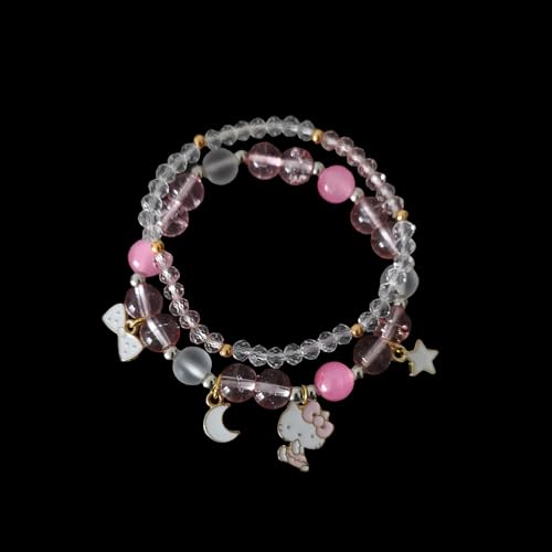NIQIPOK Crystal Bead Bracelet Cute Cartoon Kawaii Elastic Beaded Bracelets for Women,Kawaii Crystal Beads Anime Relationship Matching Bracelet for Best Bracelets3