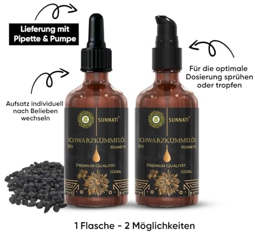Sunnati® Organic Black Cumin Oil for Hair and Skin 100 ml, Cold Pressed, Pure, Vegan, Healthy Hair Growth - Image 2
