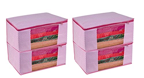 Image of ANKIT INTERNATIONAL Saree Cover Bag /Pink Samosa Design Saree Cover Bag /Saree Covers For Storage /Pack of 4