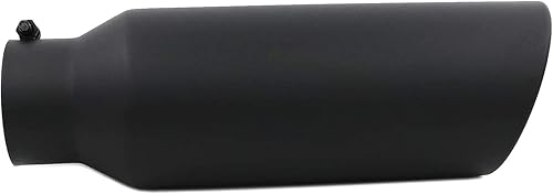 Miniatura 4 de RP Remarkable Power, 4" de entrada, 6" de salida, 18" largo acero inoxidable borde enrollado punta de escape negro EXT24