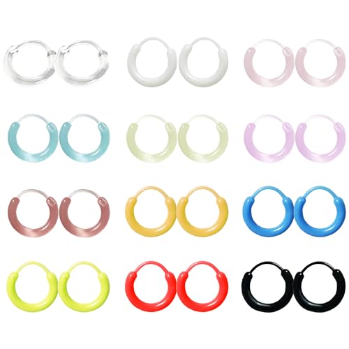 12 Pairs Hoop Earrings for Women - Clear Plastic Hoops for Sensitive Ears