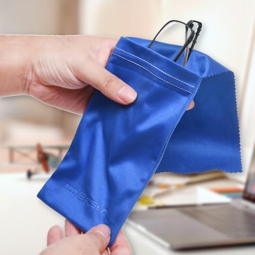 Eco-Fused Slim Glasses Case - 4-Pack Multi-Colored Microfiber Glasses Pouch - Sunglass Case Soft - Safety Glasses Case with Flap Closure - Storage and Cleaning Sunglass Bag