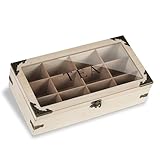 handrong Tea Box,Wood Tea Organizer and Storage,12 Compartments Teas Bag Holder Organizer with Clear Window...