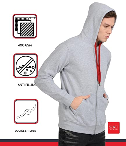 Image of Scott International Men's Solid Cotton Hoodies for Men, Trendy and Comfortable Sweatshirts for Men, Stylish Winter Wear with Hood and Pockets, Fashionable Hooded Sweatshirts
