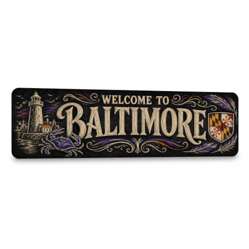 Vintage "Welcome to Baltimore" Chalkboard Metal Sign