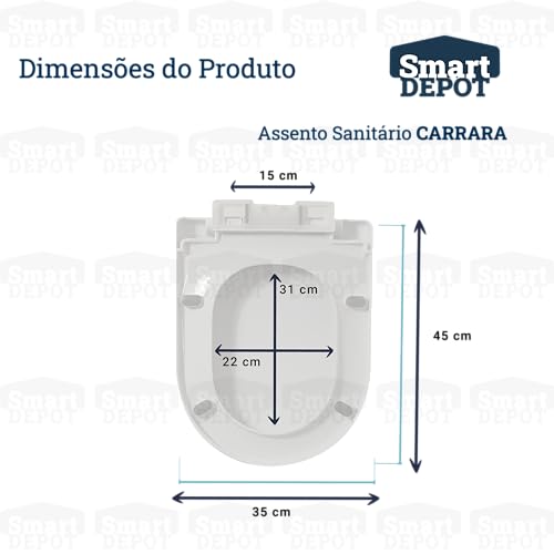 Assento Sanitário Tampa De Privada Modelo Carrara Soft Close Com Amortecedor Não Bate Smart Depot Ta