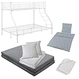 BB Sport Komplettset: Etagenbett Stockbett inklusive 2 Matratzen, 2 Betten-Sets, 2 Spannbettlaken und 2 Bettwäschegarnituren