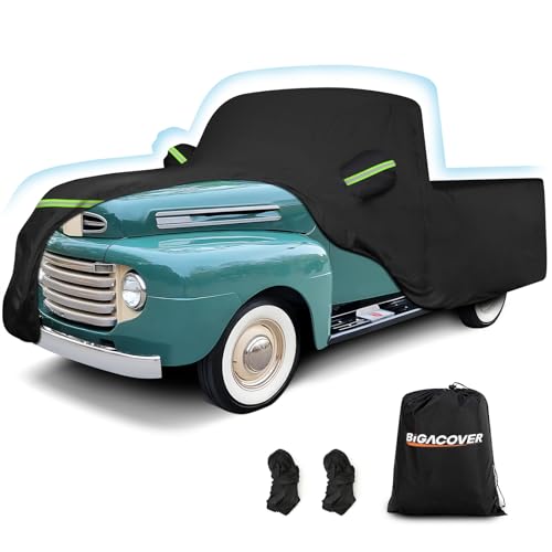 Image of Car Cover for Ford F100 Truck Cover, 420D Oxford Waterproof All Weather Heavy Duty Protection with Zipper Windproof for 1948-1983 Ford F100 1984-1986 F150 Short Bed Regular Cab 6.75'