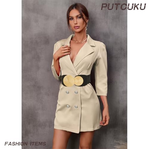 Women's Wide Waist Belt Vintage Elastic Waistband Leather Stretchy Belts for Dresses2