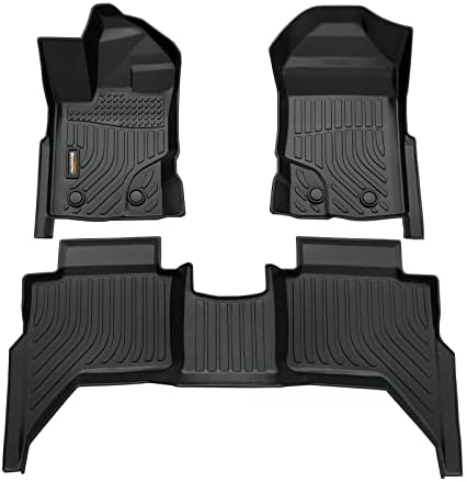 Binmotor TPE Floor Mats for Ford Ranger SuperCrew Cab 2023 2022 2021 2020 2019, All Weather Protection, Heavy Duty Automotive Car Floor Liners, Full Set Car Mats, Accessories-Black