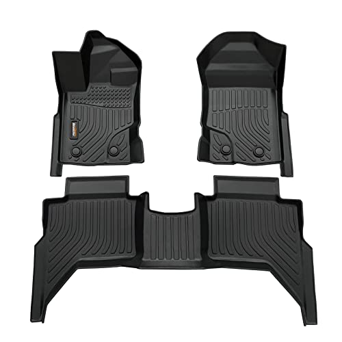 Binmotor Tpe Floor Mats For Ford Ranger Supercrew Cab 2023 2022 2021 2020 2019, All Weather Protection, Heavy Duty Automotive Car Floor Liners, Full Set Car Mats, Accessories-Black #TOP4