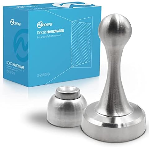Neoera Magnetic Door Stop（Brushed Nickel） Door Stopper Strong Magnetic Door Catch for Hold Door Open, Premium Stainless Steel Made, Anti-Rust, Heavy Duty, Wall & Floor Mount 1Pack Cover