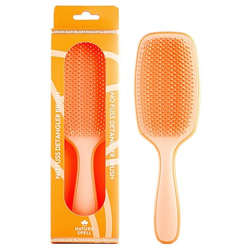 Nature Spell Detangling Hair Brush, Soft Silicone, Eliminates Knots & Reduces Breakage, Suitable for Wet & Dry Hair, Waterproof & Easy to Clean, Glossy Orange