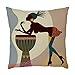 wuayi Femme Africaine Taies d'oreillers Housse de Coussin Decoration Coussin de canapé Lit Café Home Decor Taie d'oreiller Coussins Oreiller Couvre Housse D'oreiller45cm x 45cm